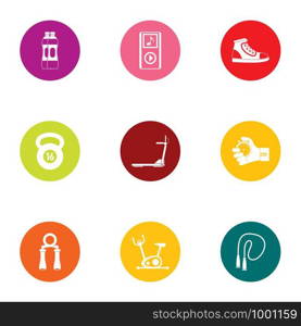 Sport intervention icons set. Flat set of 9 sport intervention vector icons for web isolated on white background. Sport intervention icons set, flat style