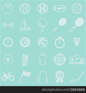Sport line icons on green background, stock vector