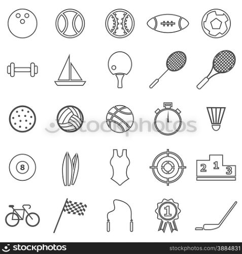 Sport line icons on white background, stock vector