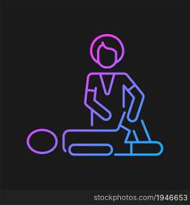 Sport massage gradient vector icon for dark theme. Help with injury recovery. Enhancing athletic performance. Thin line color symbol. Modern style pictogram. Vector isolated outline drawing. Sport massage gradient vector icon for dark theme