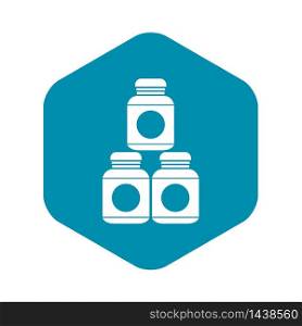 Sport nutrition containers icon in simple style on a white background vector illustration. Sport nutrition containers icon, simple style