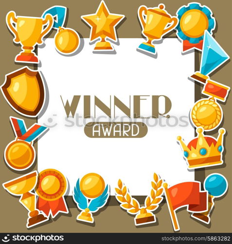 Sport or business award sticker icons background. Sport or business award sticker icons background.