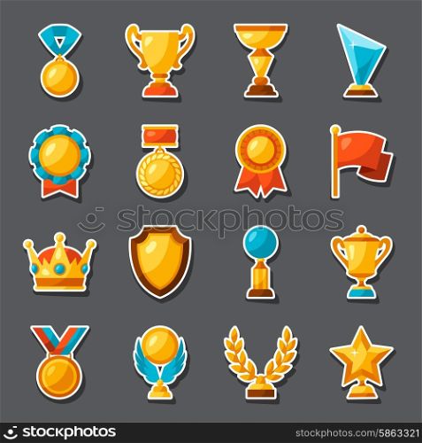 Sport or business award sticker icons set. Sport or business award sticker icons set.