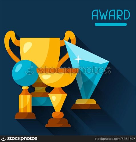 Sport or business background with award and trophy. Sport or business background with award and trophy.