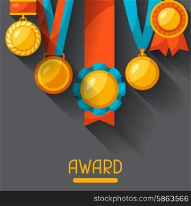 Sport or business background with medal award . Sport or business background with medal award.
