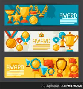 Sport or business banners with award icons. Sport or business banners with award icons.