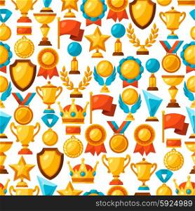 Sport or business seamless pattern with award icons. Sport or business seamless pattern with award icons.