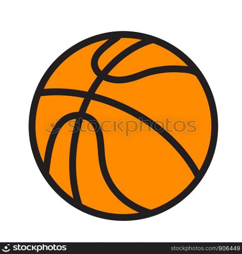 Sport orange basketball ball icon on white, stock vector illustration