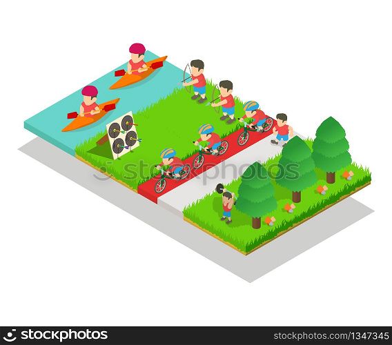 Sport park concept banner. Isometric banner of sport park vector concept for web, giftcard and postcard. Sport park concept banner, isometric style