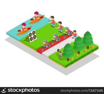 Sport park concept banner. Isometric banner of sport park vector concept for web, giftcard and postcard. Sport park concept banner, isometric style