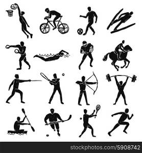 Sport people and athletes sketch black figures set isolated vector illustration. Sport Sketch People Set