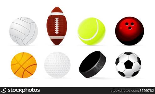 Sport realistic ball set isolated on white background.