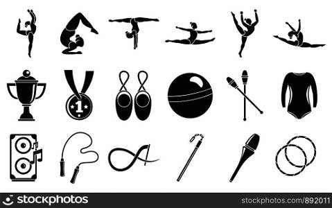 Sport rhythmic gymnastics icons set. Simple set of sport rhythmic gymnastics vector icons for web design on white background. Sport rhythmic gymnastics icons set, simple style
