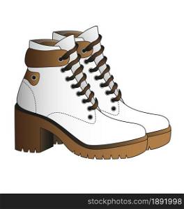 Sport shoes, fashionable creative autumn female boots. Isolated vector artistic illustration.