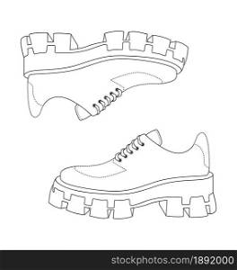 Sport shoes, fashionable creative sneackers. Isolated vector artistic illustration.