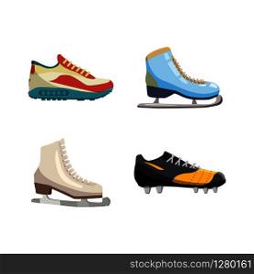 Sport shoes icon set. Cartoon set of sport shoes vector icons for web design isolated on white background. Sport shoes icon set, cartoon style
