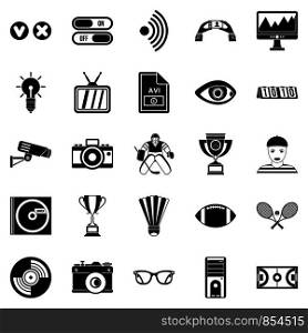 Sport show icons set. Simple set of 25 sport show vector icons for web isolated on white background. Sport show icons set, simple style