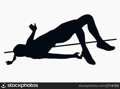Sport Silhouette - Female High Jumper isolated black image on white background
