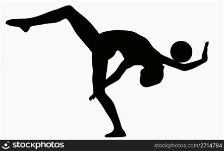 Sport Silhouette - Gymnast busy with Floor Routine with ball