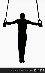 Sport Silhouette -Gymnast on rings with straight body in horizontal hold
