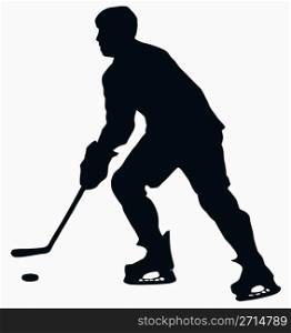 Sport Silhouette - Ice Hockey Player isolated black image on white background