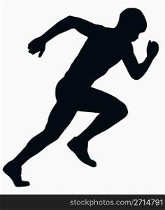 Sport Silhouette - Male Sprint Athlete isolated black image on white background