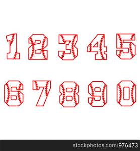 sport style font. baseball numbers on white background. sport numbers sign.