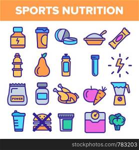 Sport Supplement Food Line Icon Set Vector. Nutrition Pictogram. Health Sport Supplement Food Symbol. Energy Vitamin Diet. Thin Outline Illustration. Sport Supplement Food Line Icon Set Vector. Nutrition Pictogram. Health Sport Supplement Food Symbol. Energy Vitamin Diet. Thin Outline Web Illustration