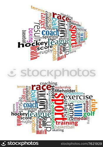 Sport tag cloud for web design, fitness, healthy lifestyle or another design