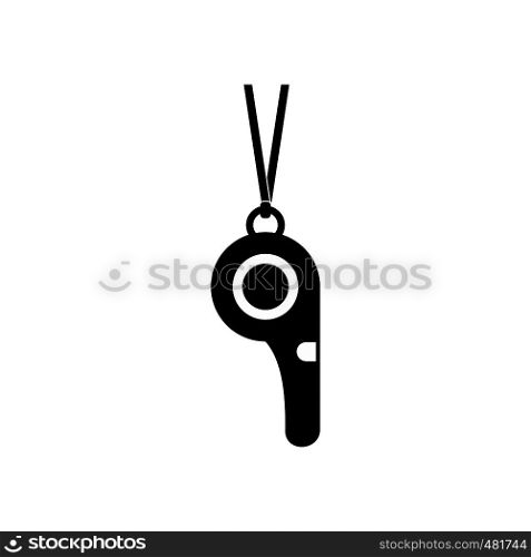 Sport whistle black simple icon isolated on white background. Sport whistle black simple icon