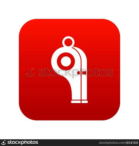 Sport whistle icon digital red for any design isolated on white vector illustration. Sport whistle icon digital red