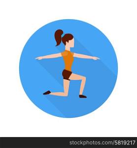 Sport woman in flat design style. Doing sport exercise