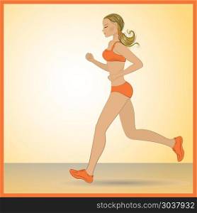 Sport Woman Run Fitness Girl Jogging Vector Illustration