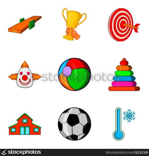 Sporting game icons set. Cartoon set of 9 sporting game vector icons for web isolated on white background. Sporting game icons set, cartoon style