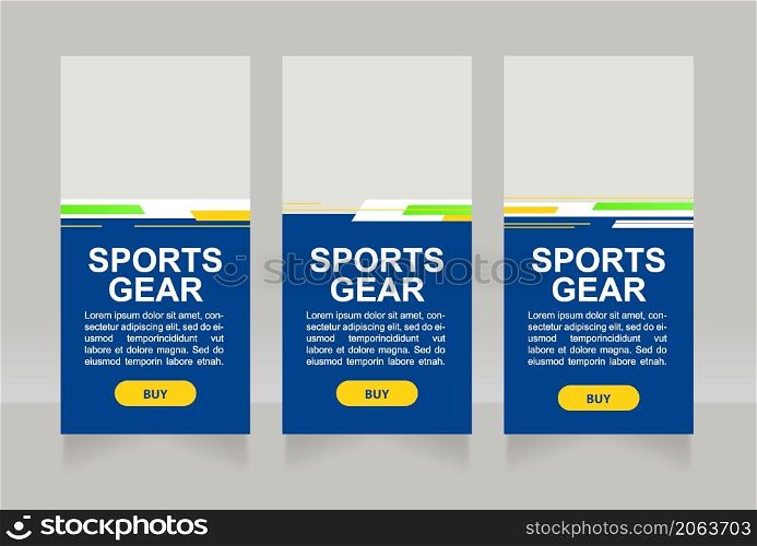 Sporting protective equipment exhibition web banner design template. Vector flyer with text space. Advertising placard with customized copyspace. Printable poster for advertising. Arial font used. Sporting protective equipment exhibition web banner design template