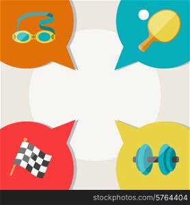 Sports abstract background with speech bubbles.
