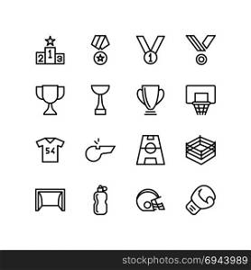 Sports achievement and recognition medals icon set
