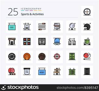 Sports & Activities 25 Line Filled icon pack including activities. game. fitness. chronometer. activities