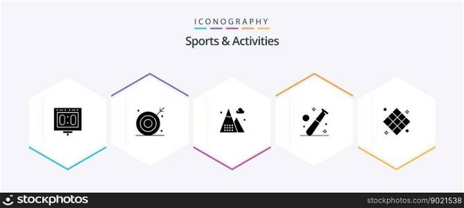 Sports and Activities 25 Glyph icon pack including game. ball. shooting. nature. game