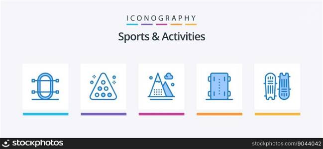 Sports and Activities Blue 5 Icon Pack Including sport. skate. snooker. nature. game. Creative Icons Design