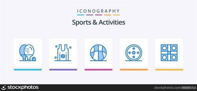 Sports and Activities Blue 5 Icon Pack Including target. sport. team. focus. game. Creative Icons Design