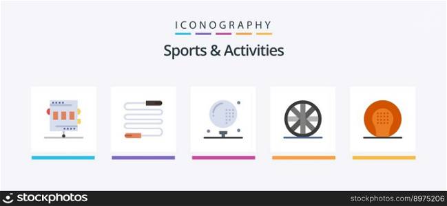 Sports and Activities Flat 5 Icon Pack Including athletics. wheel. sports. sports. game. Creative Icons Design