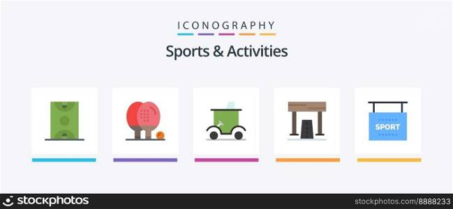 Sports and Activities Flat 5 Icon Pack Including finish. activities. game. sports. golf car. Creative Icons Design
