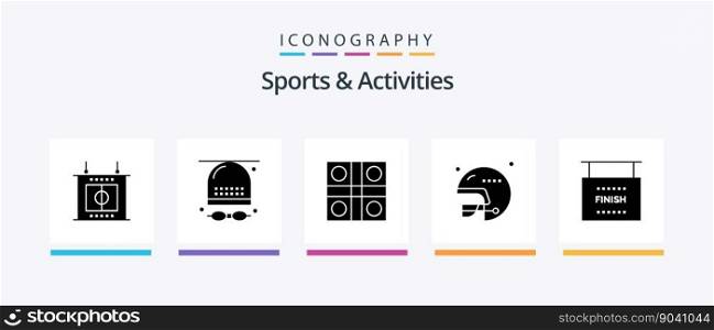 Sports and Activities Glyph 5 Icon Pack Including end. rugby. game. helmet. sports. Creative Icons Design