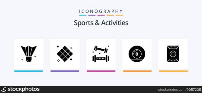 Sports and Activities Glyph 5 Icon Pack Including line-icon. ball. play. recreation. game. Creative Icons Design