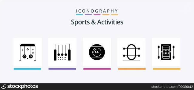 Sports and Activities Glyph 5 Icon Pack Including physic. crew. ring. sports. game. Creative Icons Design