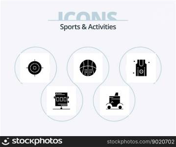 Sports and Activities Glyph Icon Pack 5 Icon Design. recreation. basketball. golf cart. athletics. sports