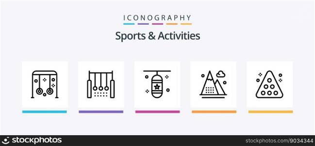 Sports and Activities Line 5 Icon Pack Including shuttlecock. badminton birdie. start. badminton. ring. Creative Icons Design
