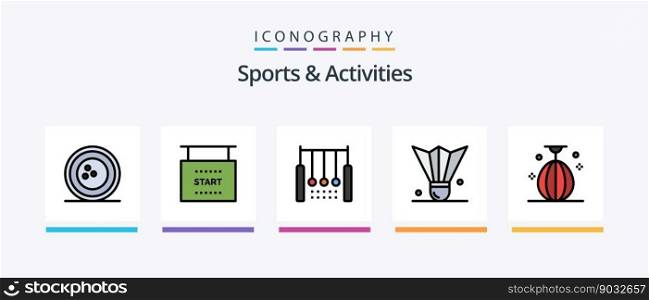 Sports and Activities Line Filled 5 Icon Pack Including game. activities. ring. sports. punching box. Creative Icons Design