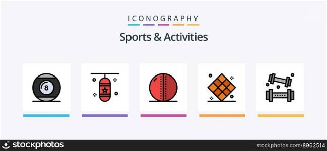 Sports and Activities Line Filled 5 Icon Pack Including game. ball. play. recreation. game. Creative Icons Design